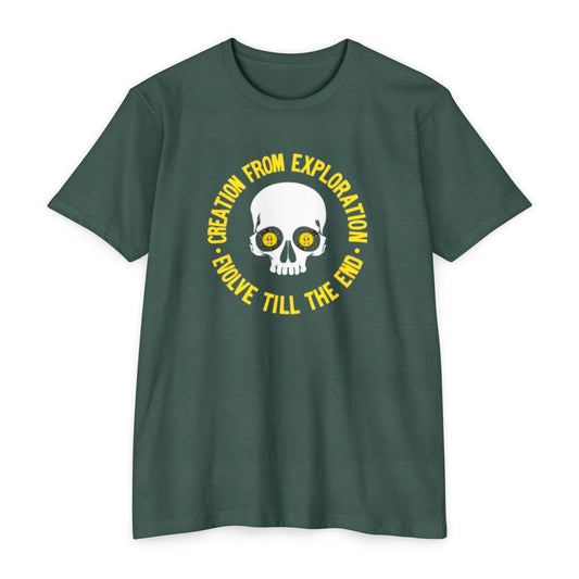 Skull Exploration T-Shirt | Unisex Tee for Adventurers, Fun Graphic Tee, Unique Gift for Explorers, Perfect for Casual Days, Evolution Theme