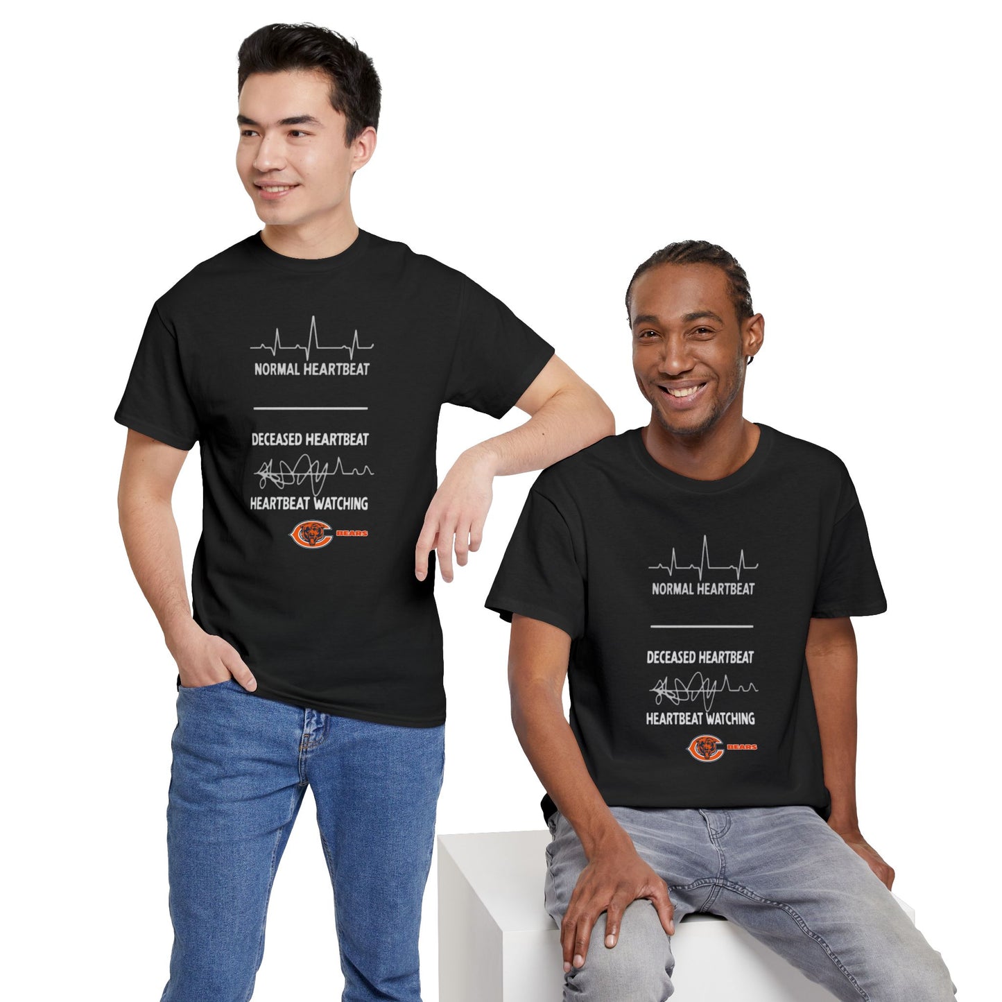 Bears Heartbeat Monitoring Tee — "Normal Heartbeat / Deceased Heartbeat / Heartbeat Watching" Graphic T-Shirt