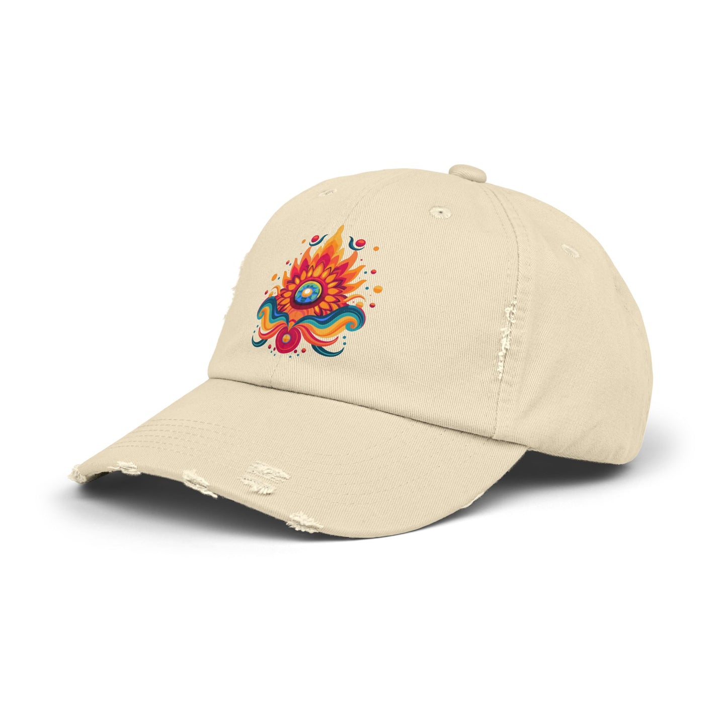Eternal Psychedelic Flame Distressed Cap — Exploring Love Vintage Hat