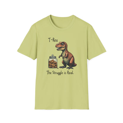 Funny T-Rex, The Struggle is real, T-Shirt, Dinosaur Gift, Unisex Apparel, Quirky Graphic Tee, Perfect for Birthdays and Parties - Psychonaut Swag