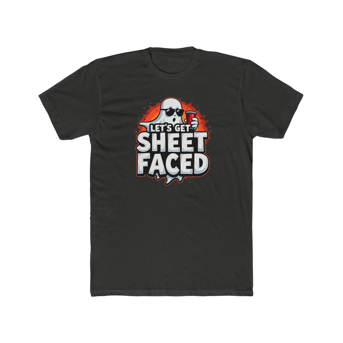 Crew Tee – "Let's Get Sheet Faced" Halloween Ghost Party T‑Shirt