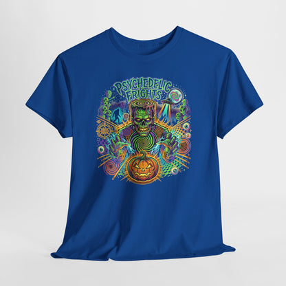 Psychedelic Monsters Halloween Tee — Spooky Pumpkin and Sasquatch Horror Graphic T-Shirt