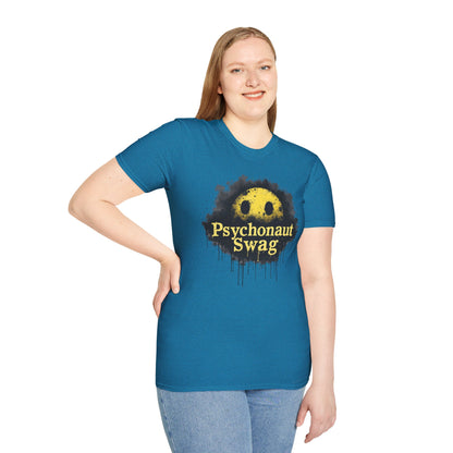 Psycho Smile, Pyschonaut Swag T-Shirt - Unisex Softstyle Tee, Casual Wear, Gift for Gamers, Festival Attire, Streetwear Fashion