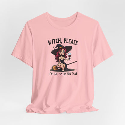 Witch, Please Tee — Cute Pinup Witch Graphic T‑Shirt ("I’ve Got Spells For That")