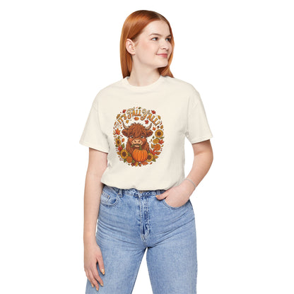 "It’s Fall Y’all" Pumpkin Highland Cow T‑Shirt — Autumn Sunflower Graphic Tee