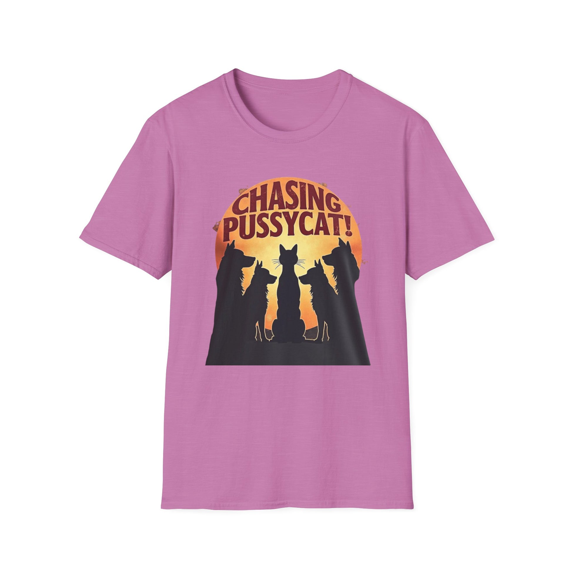 Chasing Pussycat Unisex Softstyle T-Shirt, Fun Cat Lovers Tee, Gift for Animal Enthusiasts, Quirky Casual Wear, Perfect for Festivals [...] - Psychonaut Swag