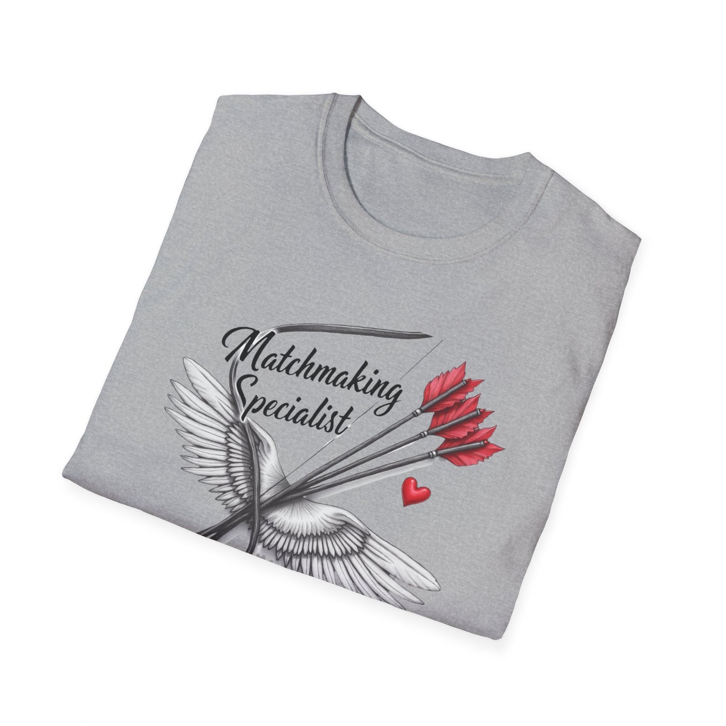 Matchmaking Specialist T-Shirt — Cupid Arrow & Wings Valentine Tee