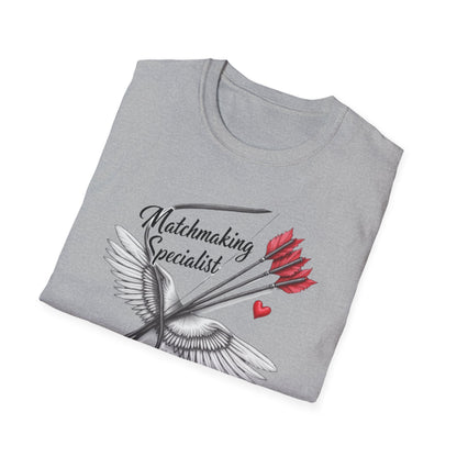 Matchmaking Specialist T-Shirt — Cupid Arrow & Wings Valentine Tee