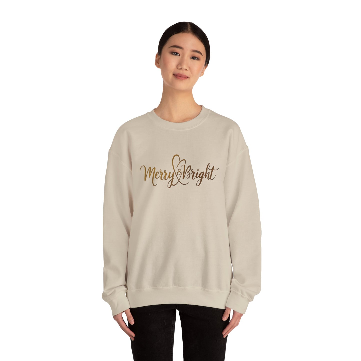 Merry & Bright Crewneck Sweatshirt – Gold Script Holiday Pullover