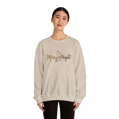 Merry & Bright Crewneck Sweatshirt – Gold Script Holiday Pullover