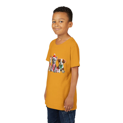 Kids Christmas Puppy Tee — Cute Festive Dogs in Santa Hats
