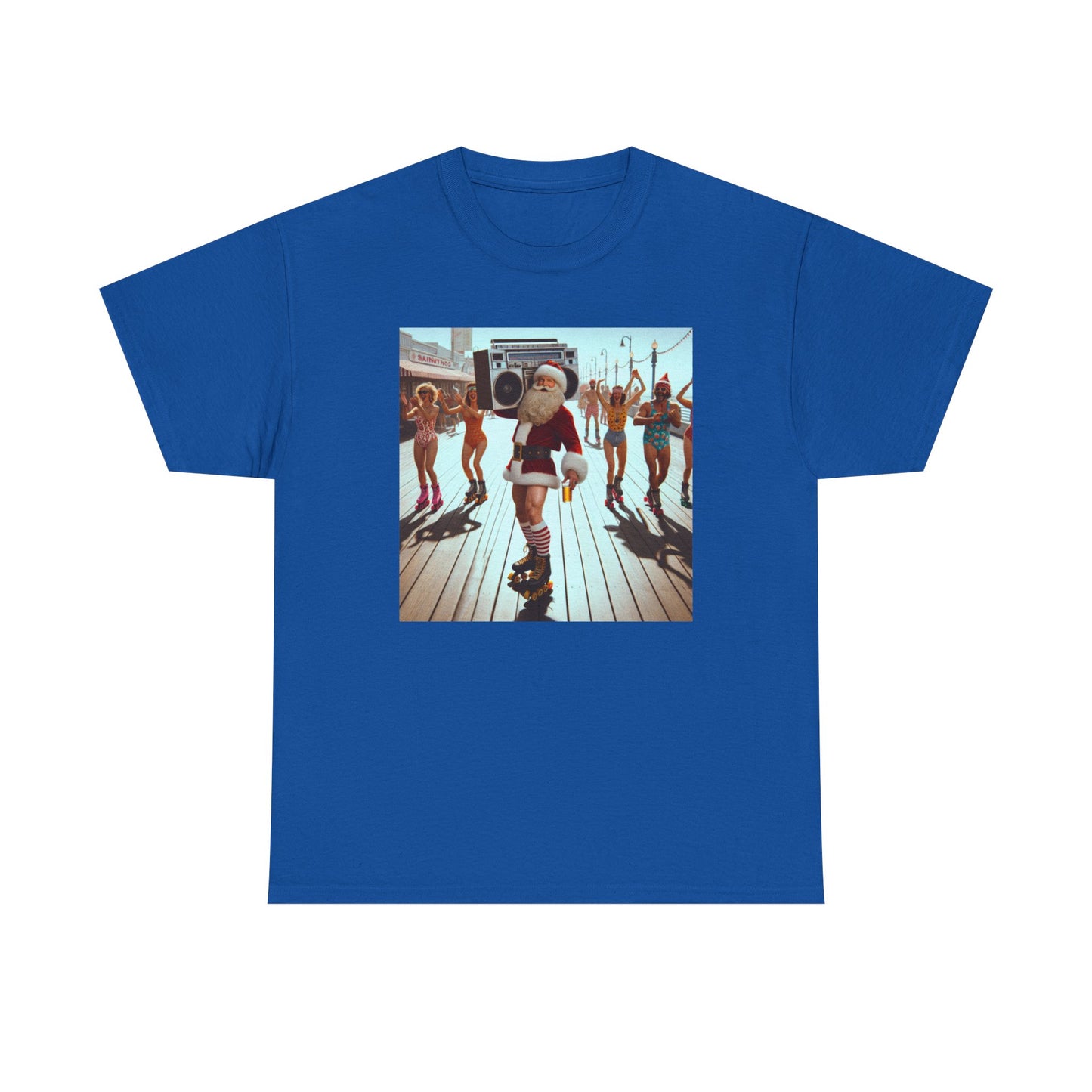 Santa Boombox Retro Christmas Tee — Holiday Dance Party T-Shirt