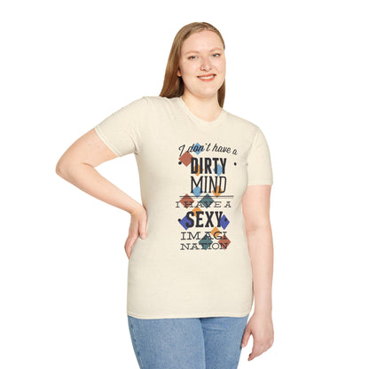 Graphic Tee — "I Don't Have a Dirty Mind, I Have a Sexy Imagination" Retro Geometric Design