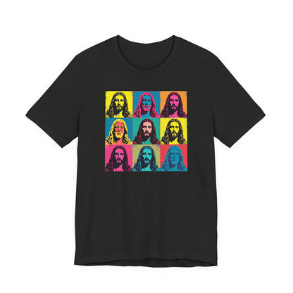 Jesus, Pop Art T-Shirt — Retro Colorful Nine-Panel Graphic Tee