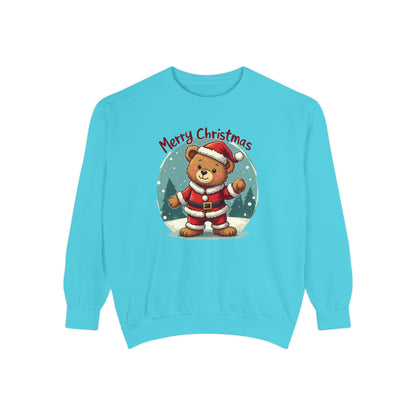 Christmas Bear, Unisex Garment-Dyed Sweatshirt