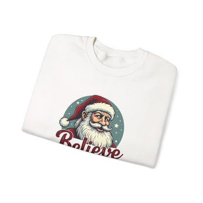 Believe Santa Crewneck Sweatshirt — Vintage Christmas Holiday Sweatshirt