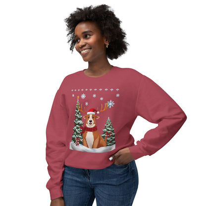 Christmas Corgi Sweatshirt - Festive Dog Reindeer Holiday Crewneck