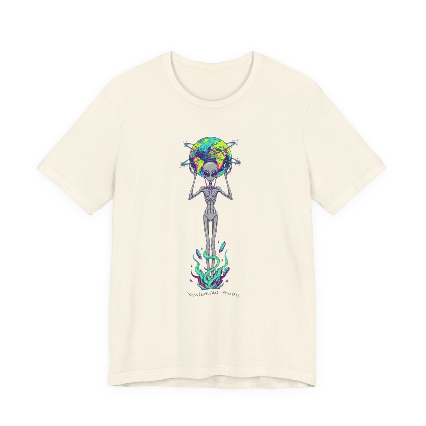 Alien Holding Earth Graphic Tee — Cosmic Sci‑Fi Alien Shirt