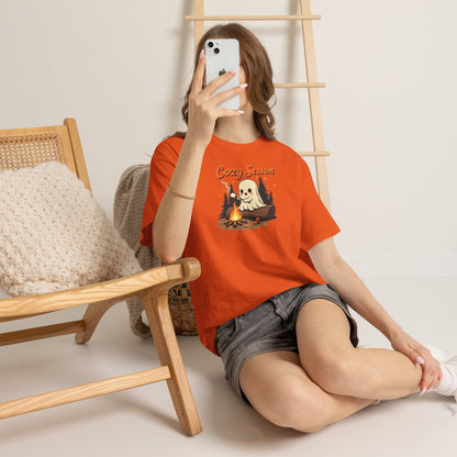 Cozy Season Tee — Cute Ghost Campfire Halloween T-Shirt