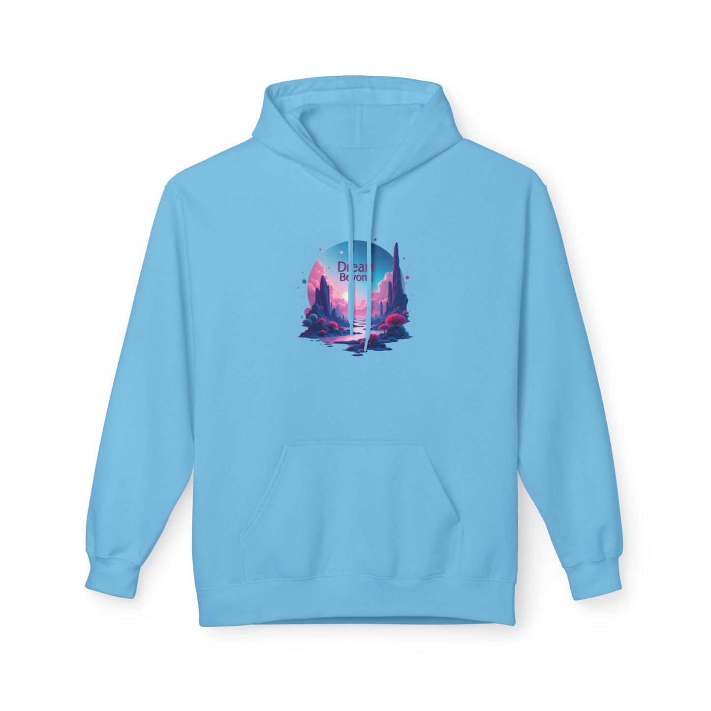 Retro Vaporwave Nature Hoodie — Neon Sunset Cityscape Graphic
