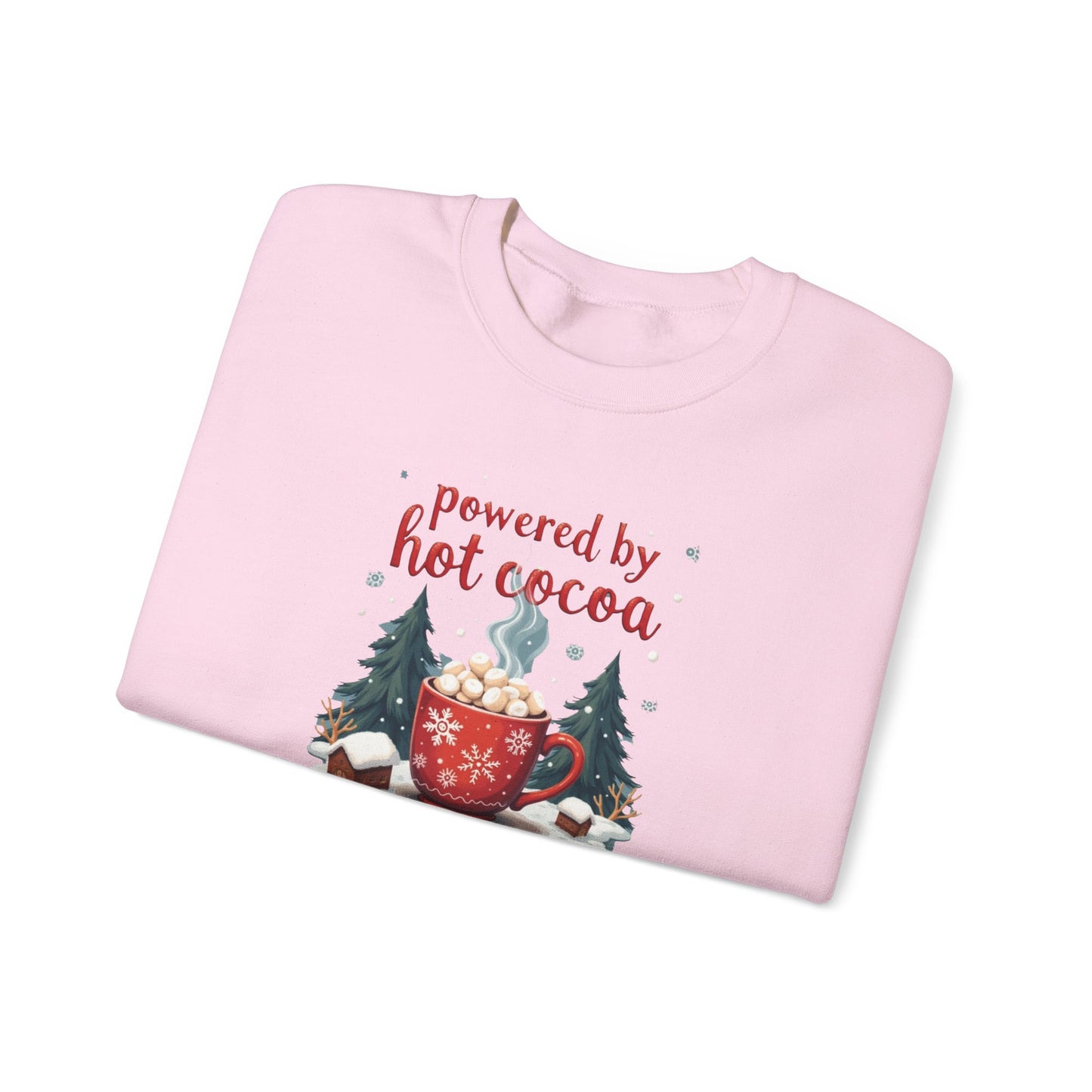 Crewneck Sweatshirt - "Powered by Hot Cocoa" Winter Graphic