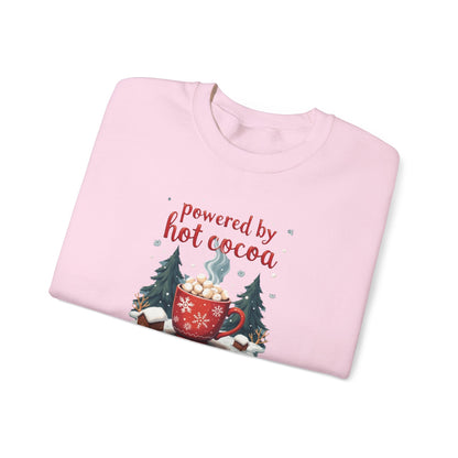 Crewneck Sweatshirt - "Powered by Hot Cocoa" Winter Graphic