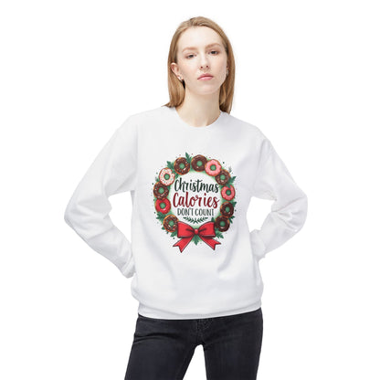 Christmas calories don’t count, Unisex Midweight Softstyle Fleece Crewneck Sweatshirt