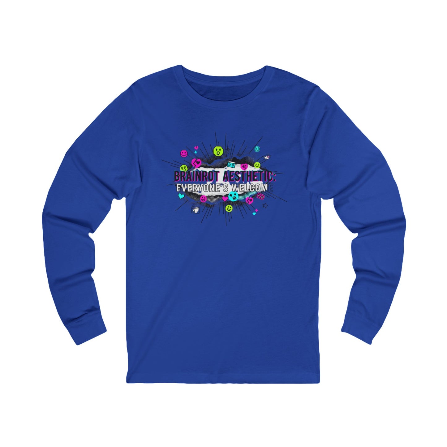 Brainrot Aesthetic Long Sleeve Tee — Colorful Graphic Brain Art