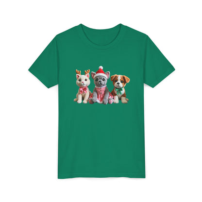 Kids Christmas Puppy Tee — Cute Festive Dogs in Santa Hats