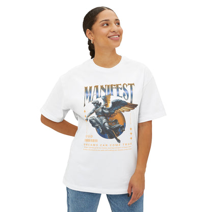 Manifest Angel Graphic Tee — Oversized Boxy Spiritual T‑Shirt