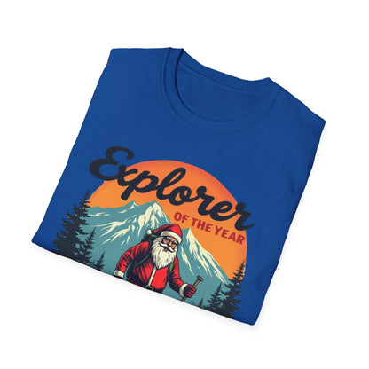 Explorer of the Year T-Shirt — Santa Hiker Vintage Outdoor Christmas Tee
