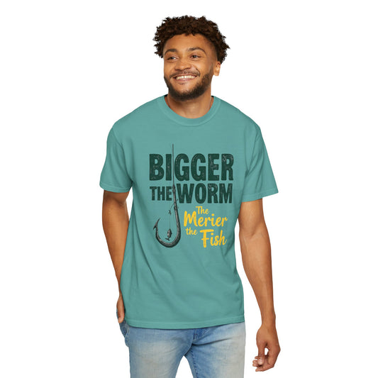 Big Worm Fishing Humor Unisex T-Shirt, Larger Than Life Tee, Gift for Anglers, Fun Outdoors Apparel, Dad's Fishing Day Shirt - Psychonaut Swag