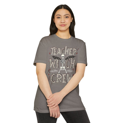 Teacher Witch Crew T-Shirt — Halloween Skeleton Teacher Tee