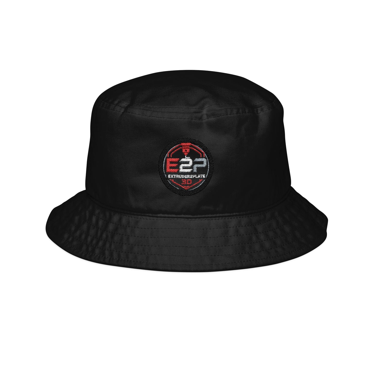 Extruder2plate, Embroidered Retro Skull Bucket Hat — Vintage Red Stripes Logo