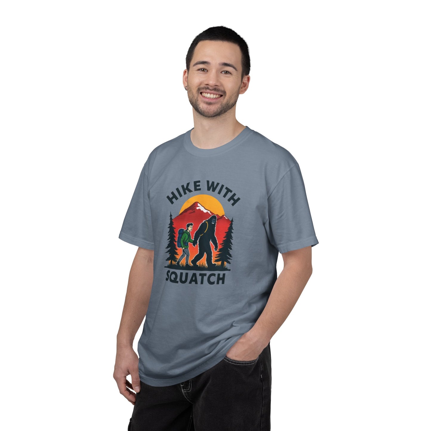 Hike With Squatch T-Shirt — Vintage Bigfoot Hiking Graphic Tee