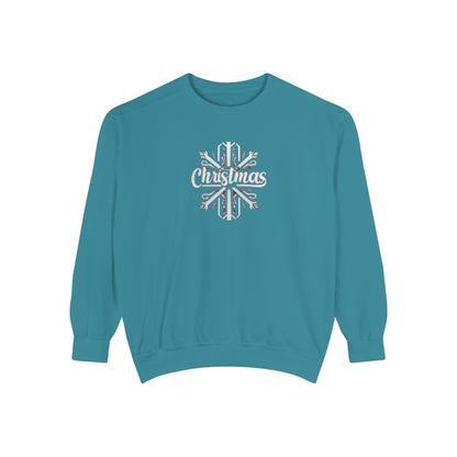 Christmas Snowflake, Unisex Garment-Dyed Sweatshirt