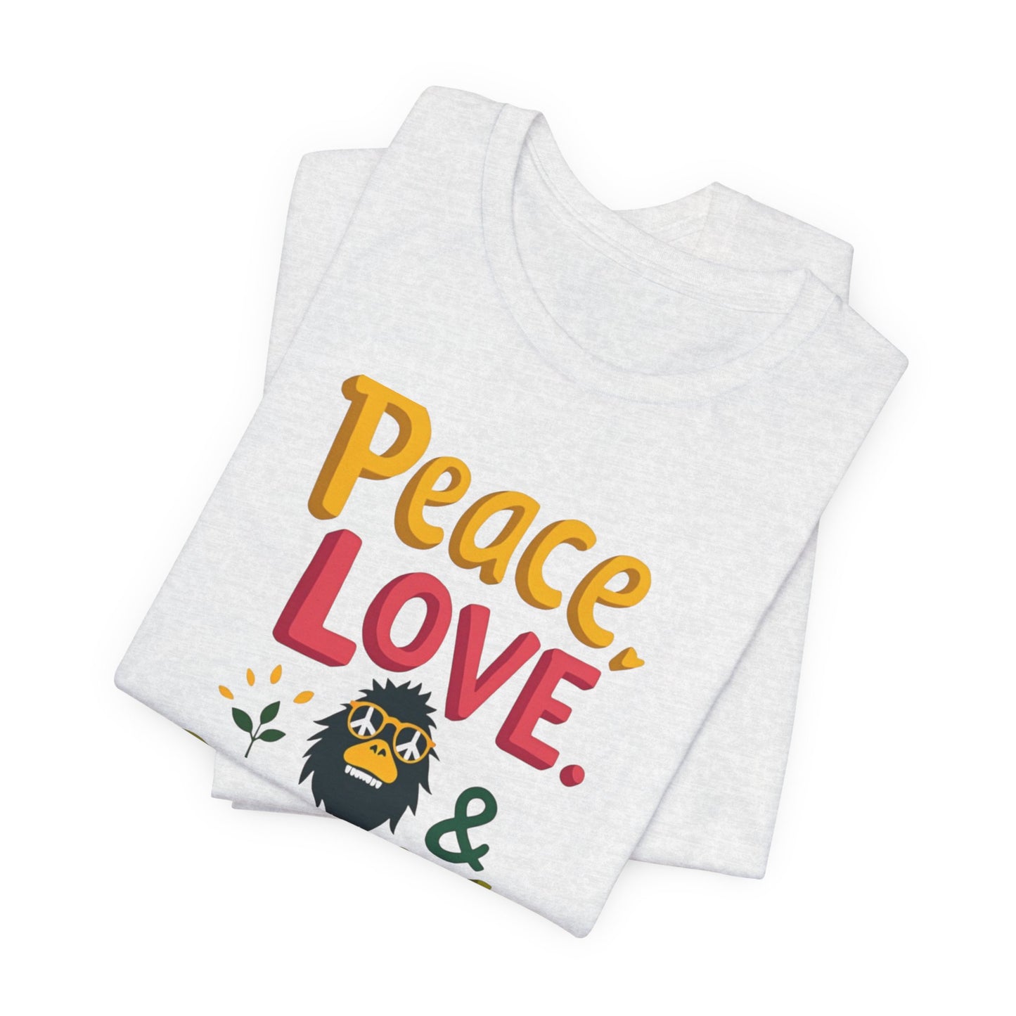 Peace, Love & Squatch T-Shirt — Retro Bigfoot Graphic Tee