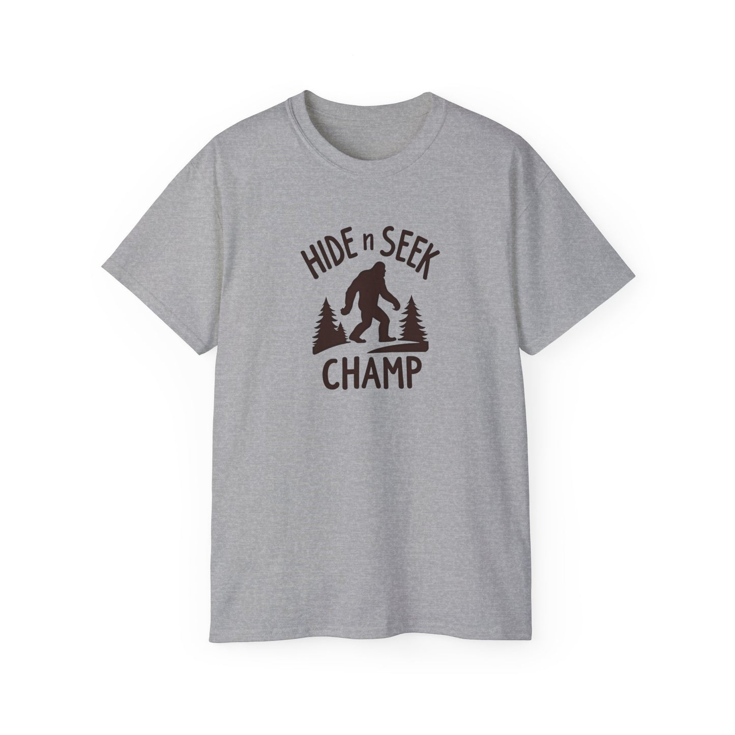 Hide n Seek Champ T-Shirt — Funny Bigfoot Sasquatch Tee