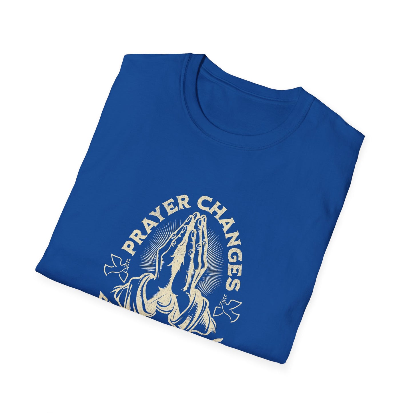 Prayer Changes Everything T-Shirt — Vintage Praying Hands Christian Tee
