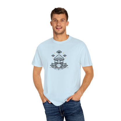 Mushroom Gift from Visitors, Unisex Garment-Dyed T-shirt - Psychonaut Swag