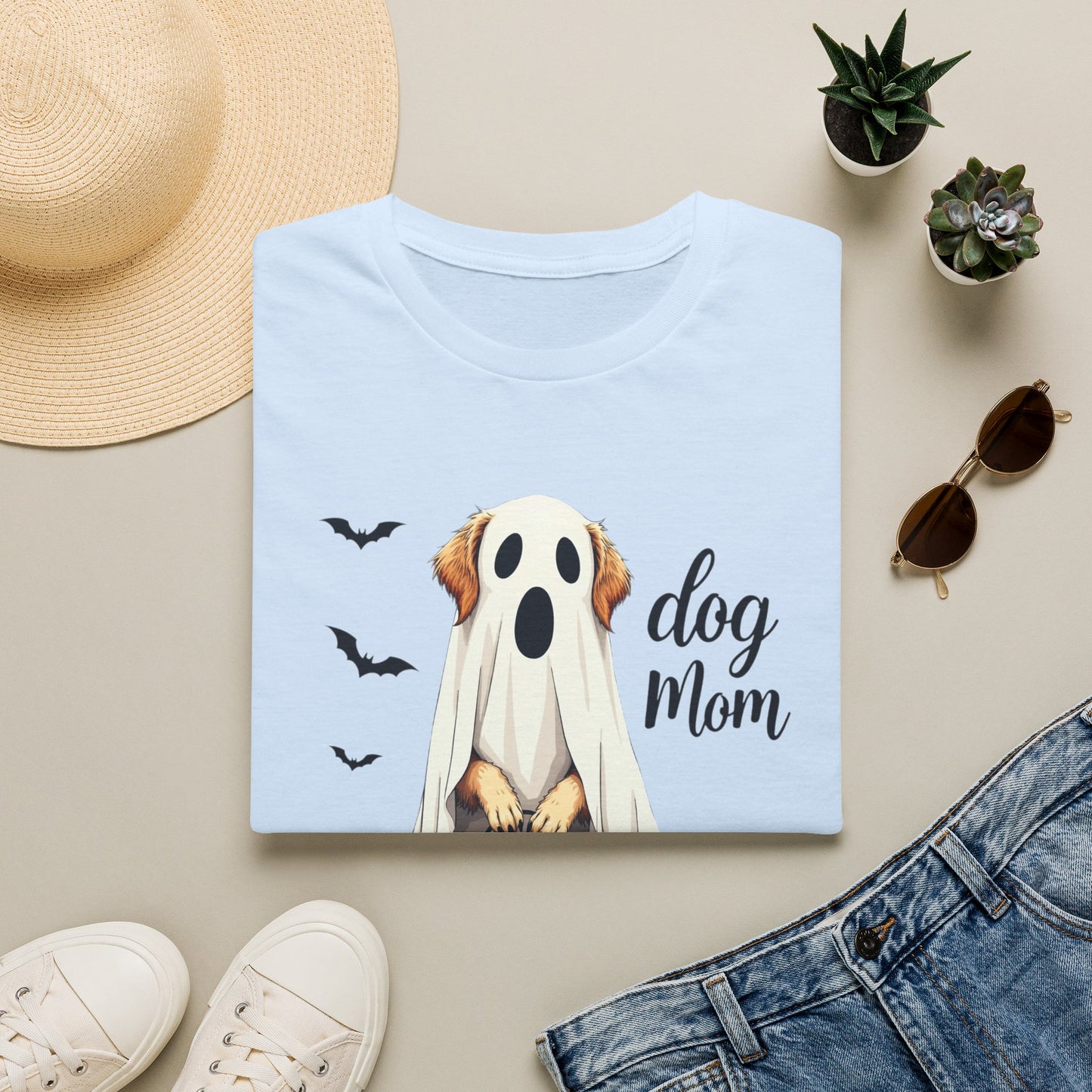 Dog Mom Halloween T‑Shirt — Cute Ghost Pup Pumpkin Tee
