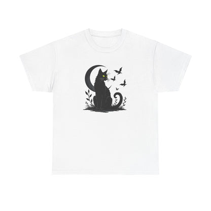 Black Cat Moon T‑Shirt — Gothic Cat Silhouette Tee