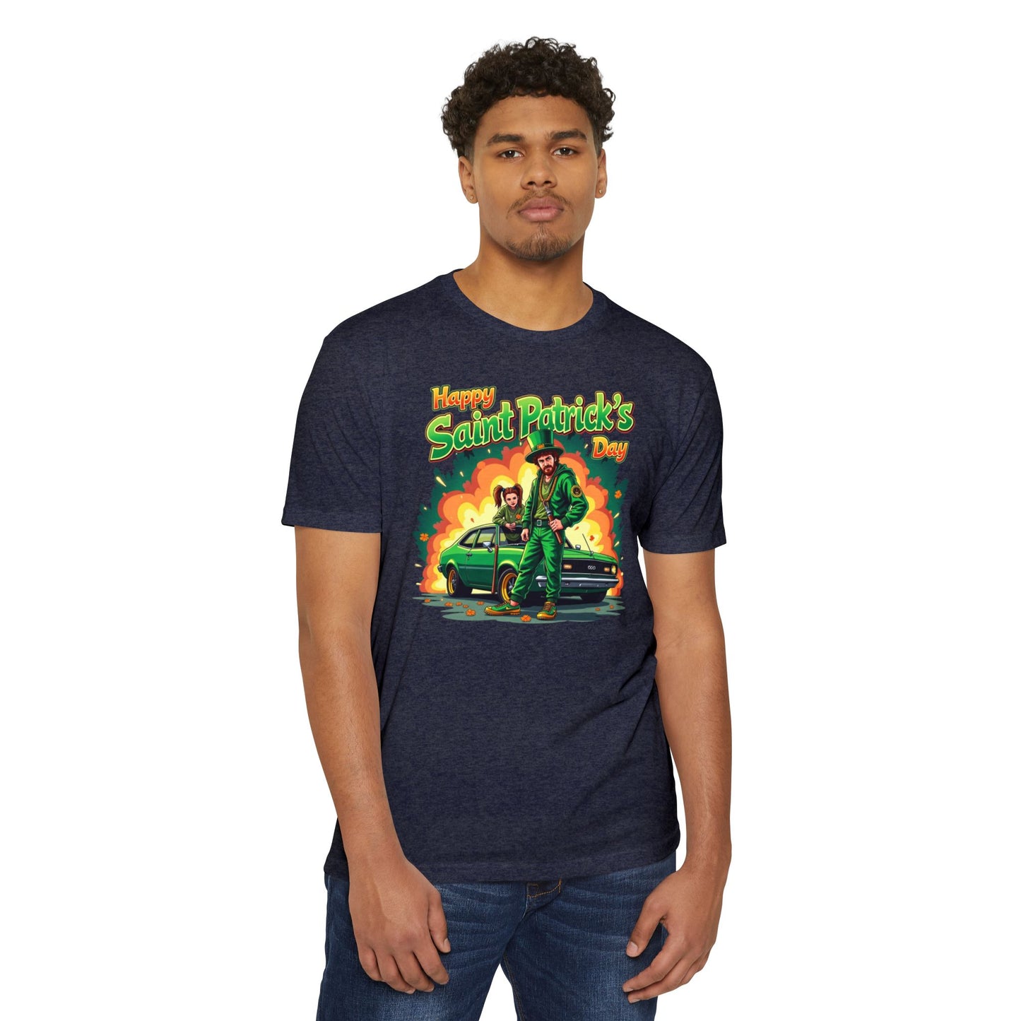 Saint Patrick's Day T-Shirt — "Happy Saint Patrick's Day" Retro Leprechaun Design