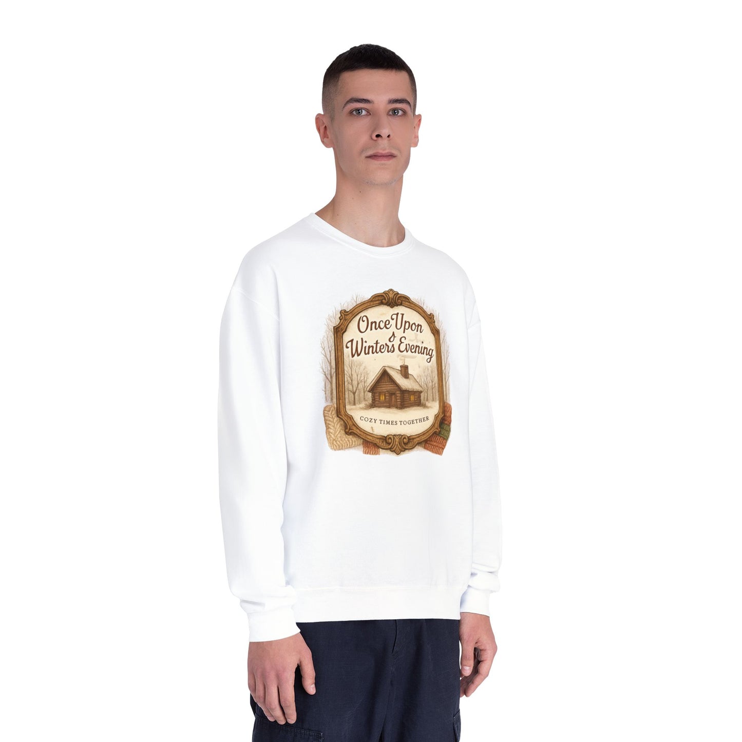 Once Upon a Winter's Cabin, Evening Sweatshirt — Cozy Vintage Holiday Crewneck