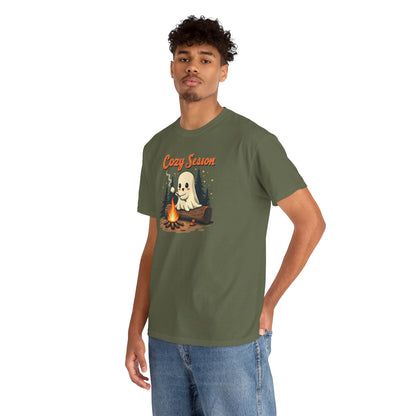 Cozy Season Tee — Cute Ghost Campfire Halloween T-Shirt