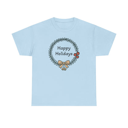 Happy Holiday Wreath, Unisex Heavy Cotton Tee