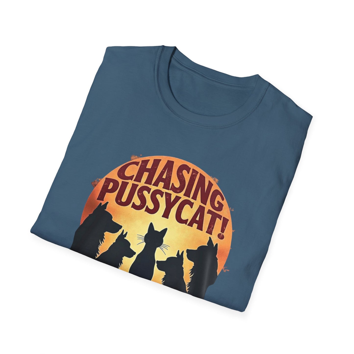 Chasing Pussycat Unisex Softstyle T-Shirt, Fun Cat Lovers Tee, Gift for Animal Enthusiasts, Quirky Casual Wear, Perfect for Festivals [...] - Psychonaut Swag