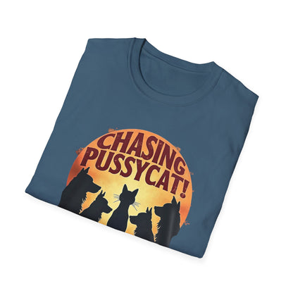 Chasing Pussycat Unisex Softstyle T-Shirt, Fun Cat Lovers Tee, Gift for Animal Enthusiasts, Quirky Casual Wear, Perfect for Festivals [...] - Psychonaut Swag