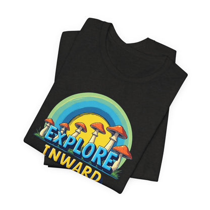 Explore Inward T-Shirt — Retro Mushroom Rainbow Graphic Tee