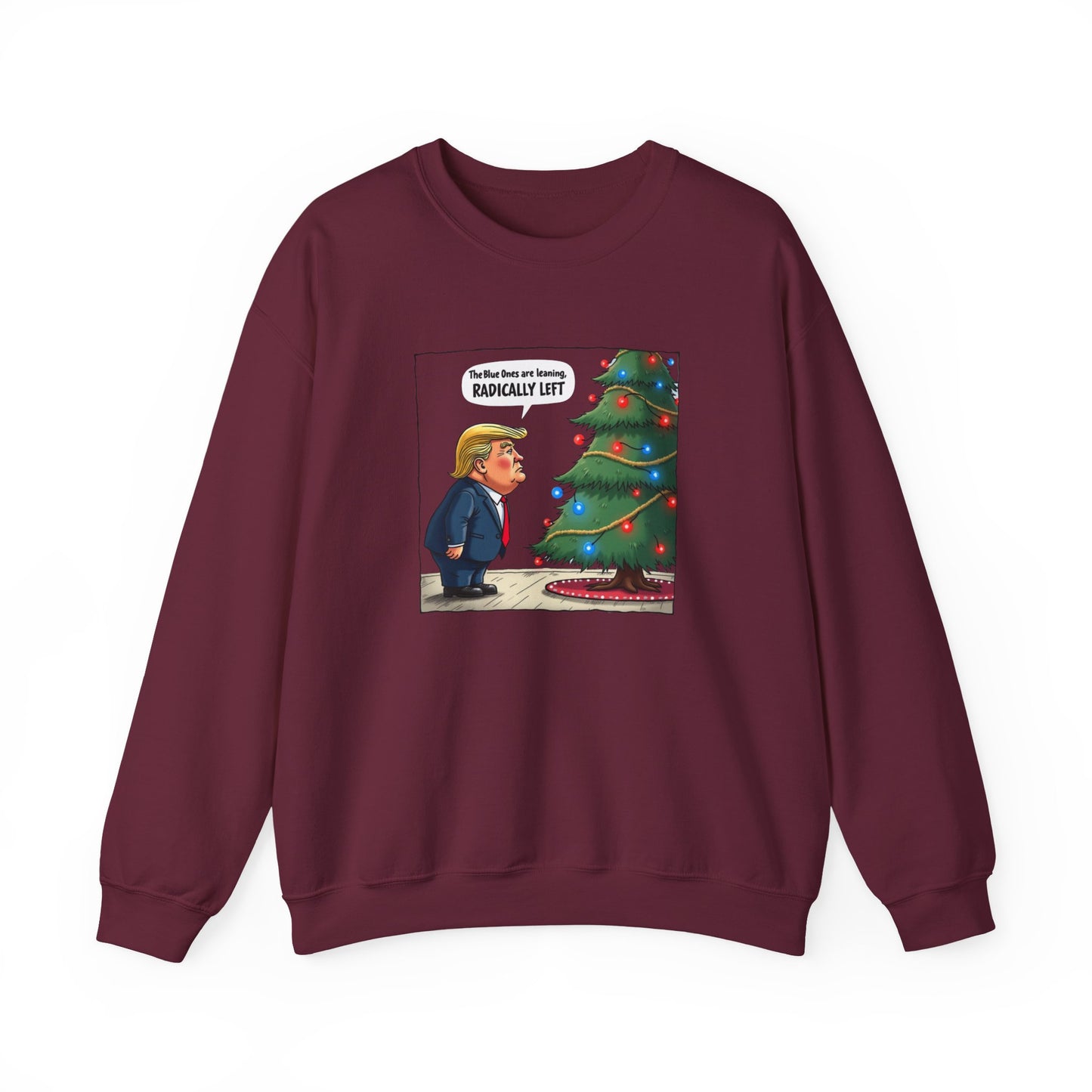 Political Christmas Tree Sweatshirt — "Radically Lit" Holiday Cartoon Crewneck